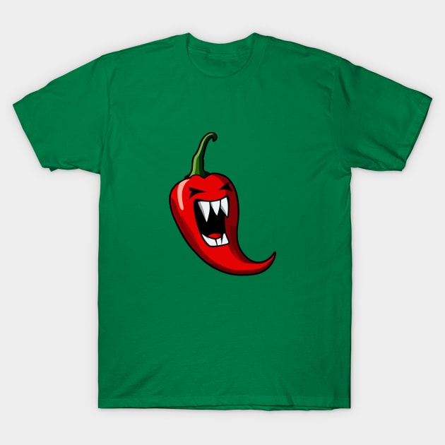 Angry Red Chili Hot Pepper T-Shirt by MonkaGraphics